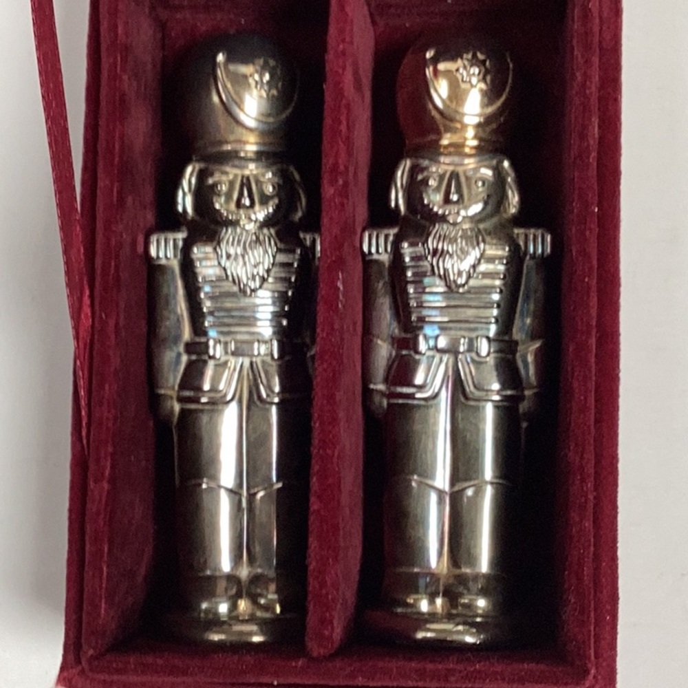 Silver Gallery 1994 Godinger Silver Plated Nutcracker‎ Soldier Set Velvet Box